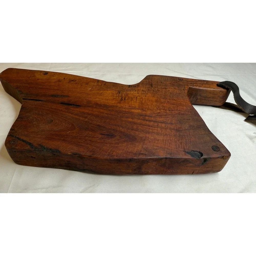 Handmade‎ Serving Cutting Board Rustic Farmhouse Style with Leather Strap